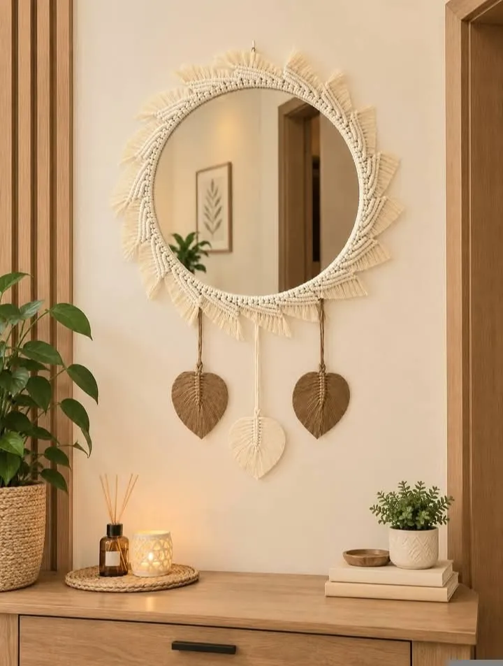مرآة دائرة بالريشة